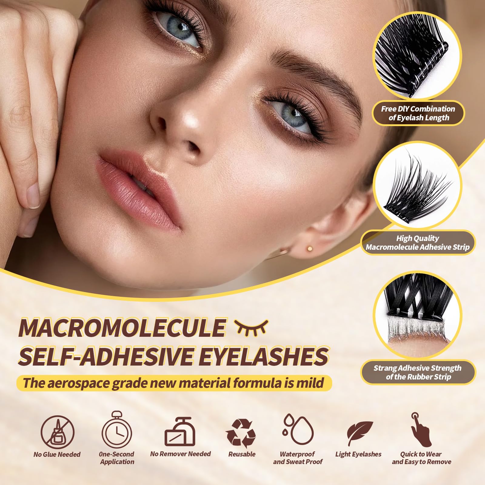 PHIXBEAR bandes adhésives macromoléculaires adhérence sans colle pour un look rapide