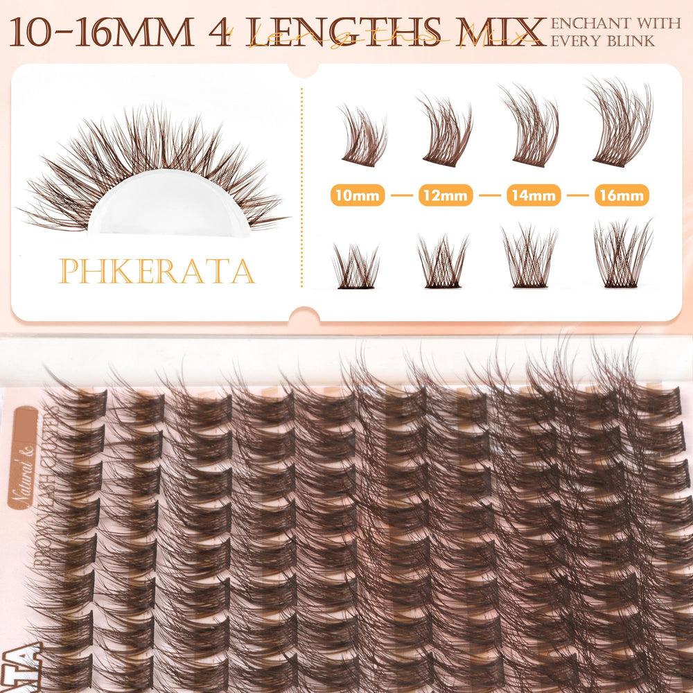 PHKERATA Regard plus ouvert avec cils en grappes marron pour toutes occasions