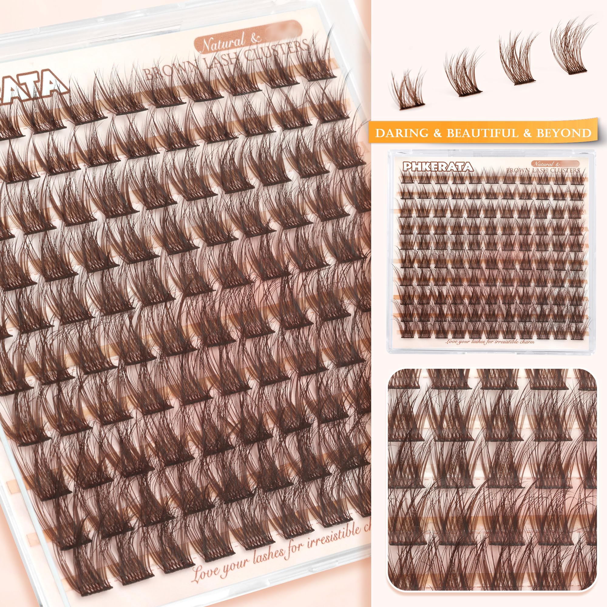 PHKERATA Cils en grappes marron naturelles pour un style discret