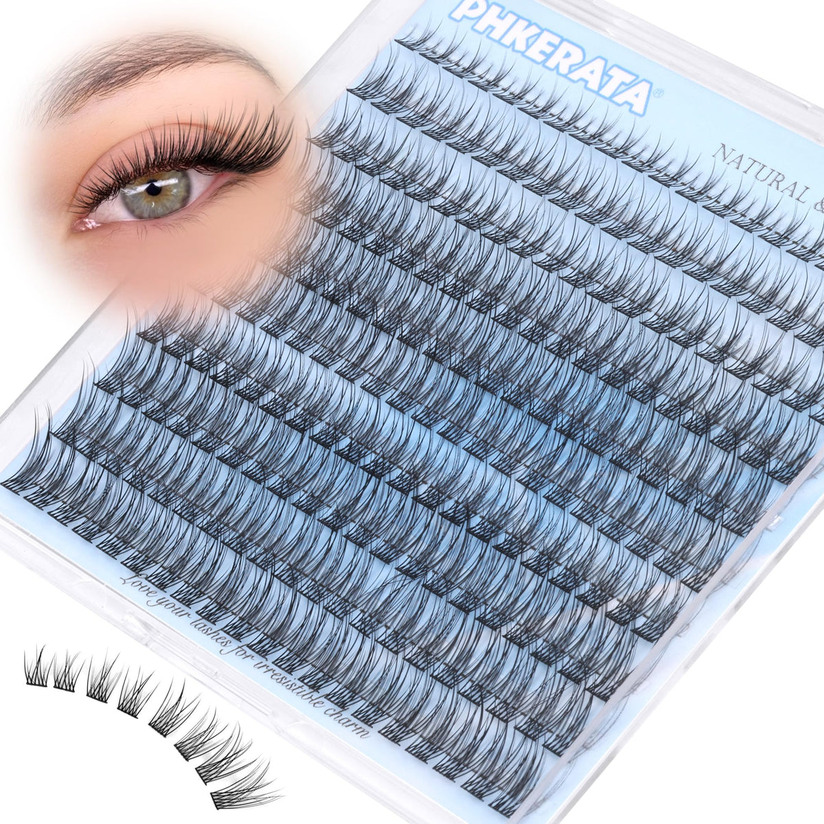 PHKERATA ensembles cils naturels 200Pcs pour un regard délicat et naturel.