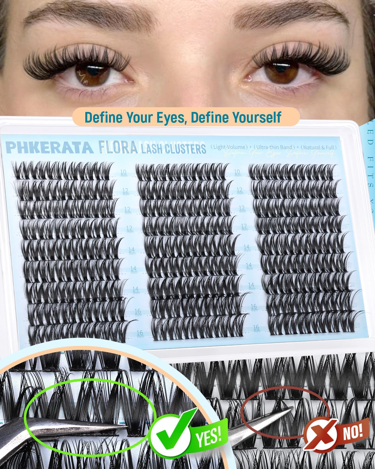 PHKERATA Flora Lash Clusters tenue durable et réutilisable pour plusieurs looks.