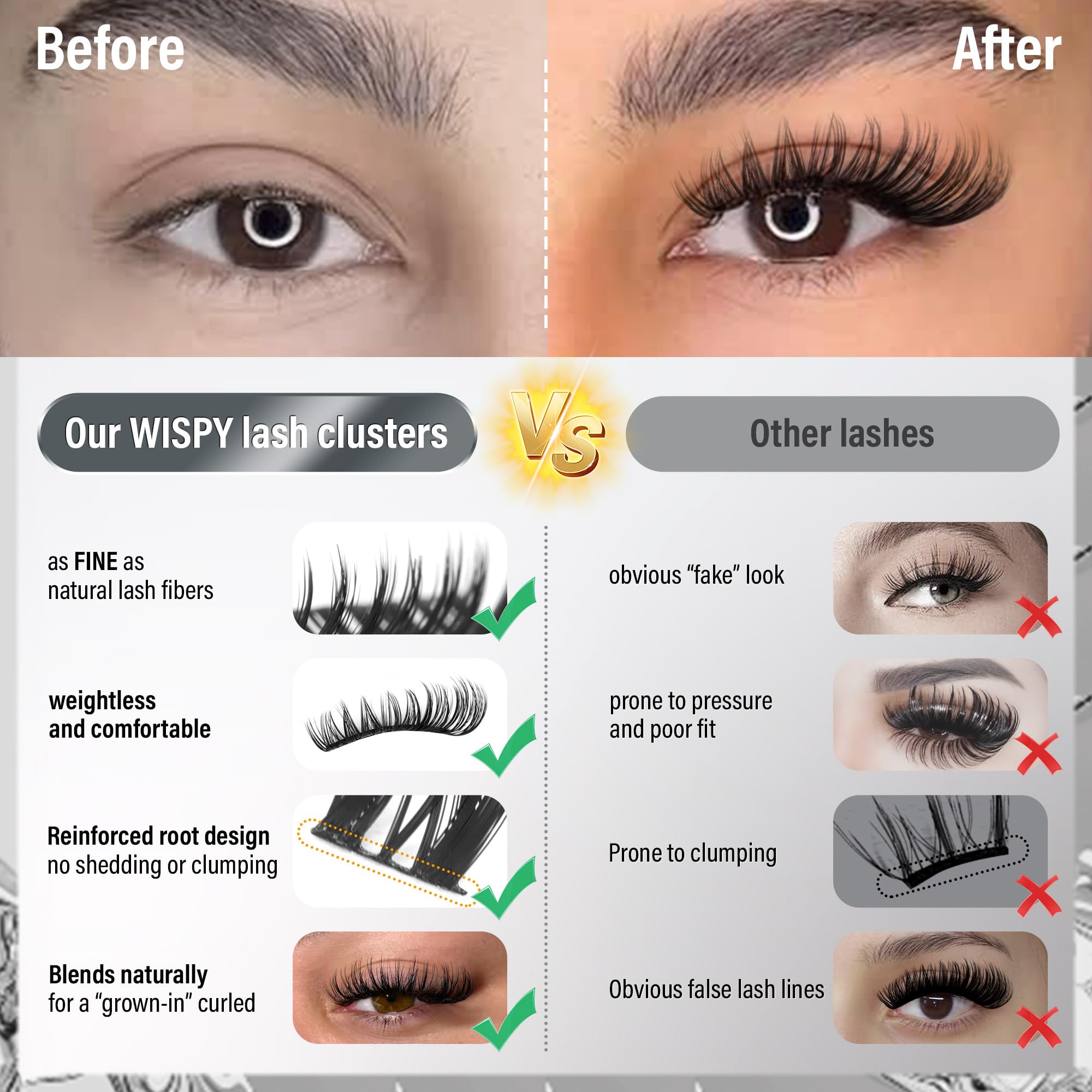 PHKERATA Flora Lash Clusters, facile à réaliser soi-même, parfait pour débutants.