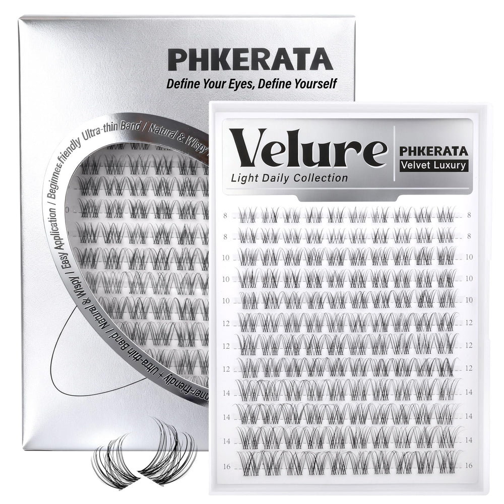 PHKERATA Velure grappes de cils avec bande invisible pour un regard naturel