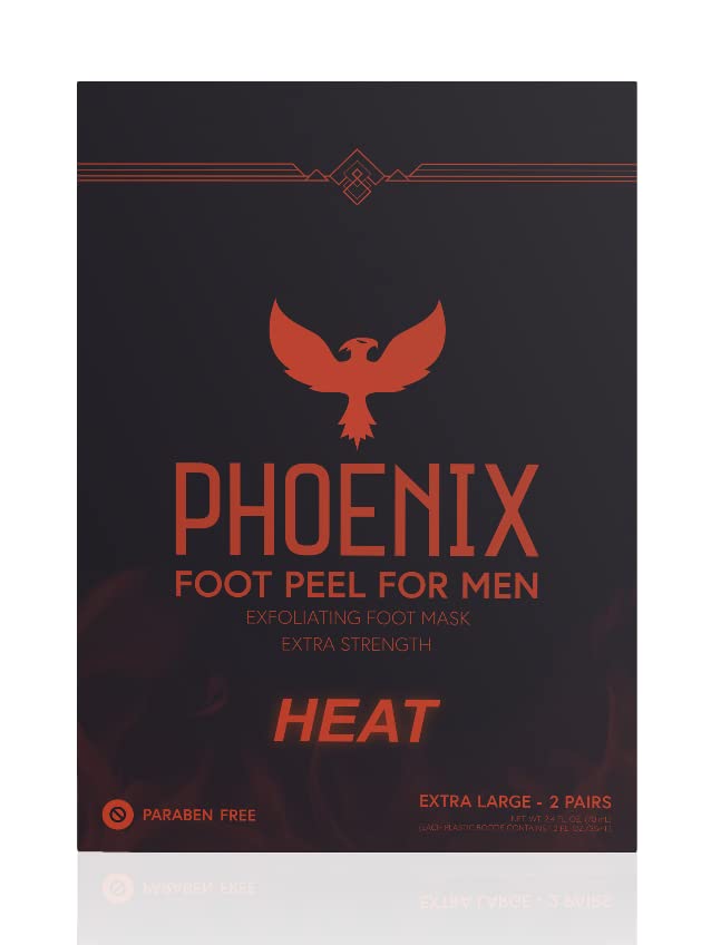 Phoenix Foot Peel pour homme – masque exfoliant pieds en action.
