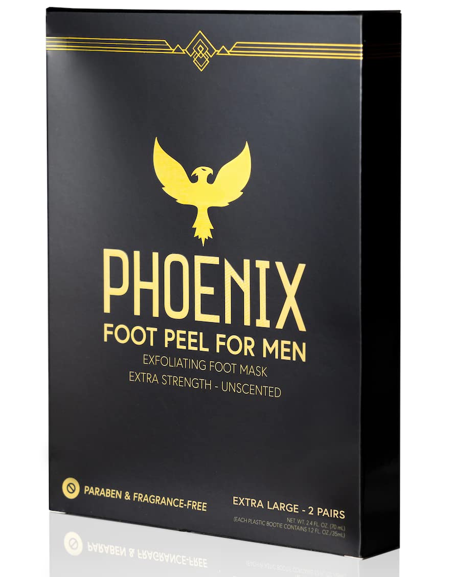 Phoenix Foot Peel – masque-pieds pour hommes, exfoliation efficace à domicile.