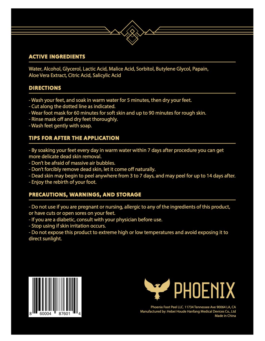 Phoenix Foot Peel – grand format adapté aux pieds masculins taille XL.