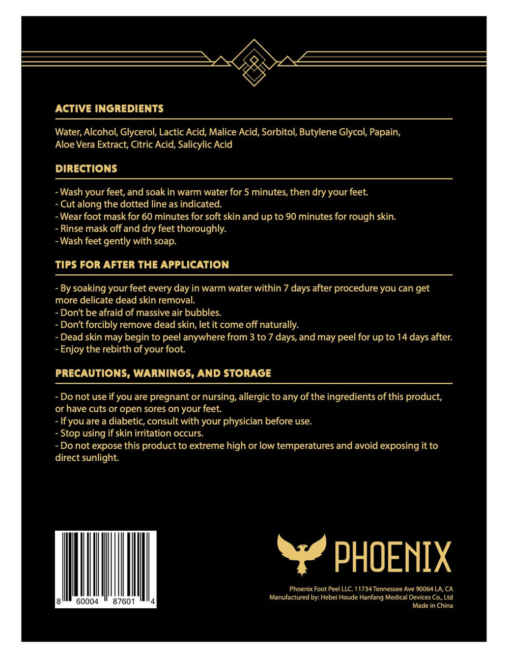 Phoenix Foot Peel – grand format adapté aux pieds masculins taille XL.