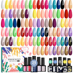 Coffret Phoenixy avec 25 couleurs vernis gel pour looks variés à domicile