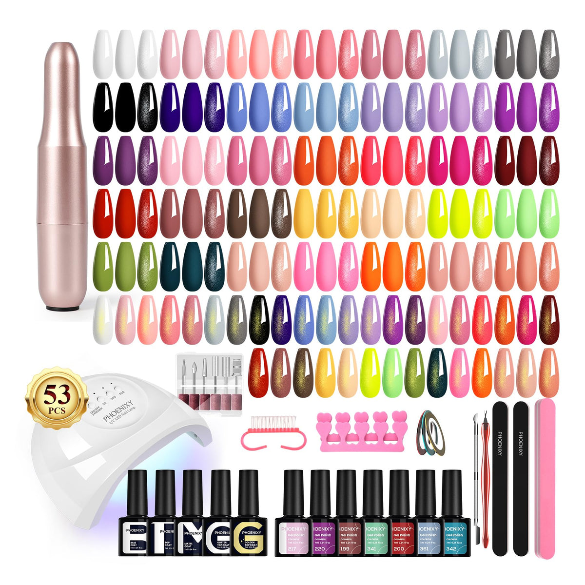 Phoenixy kit vernis gel 53 pièces ensemble prêt à l'emploi pour débutants