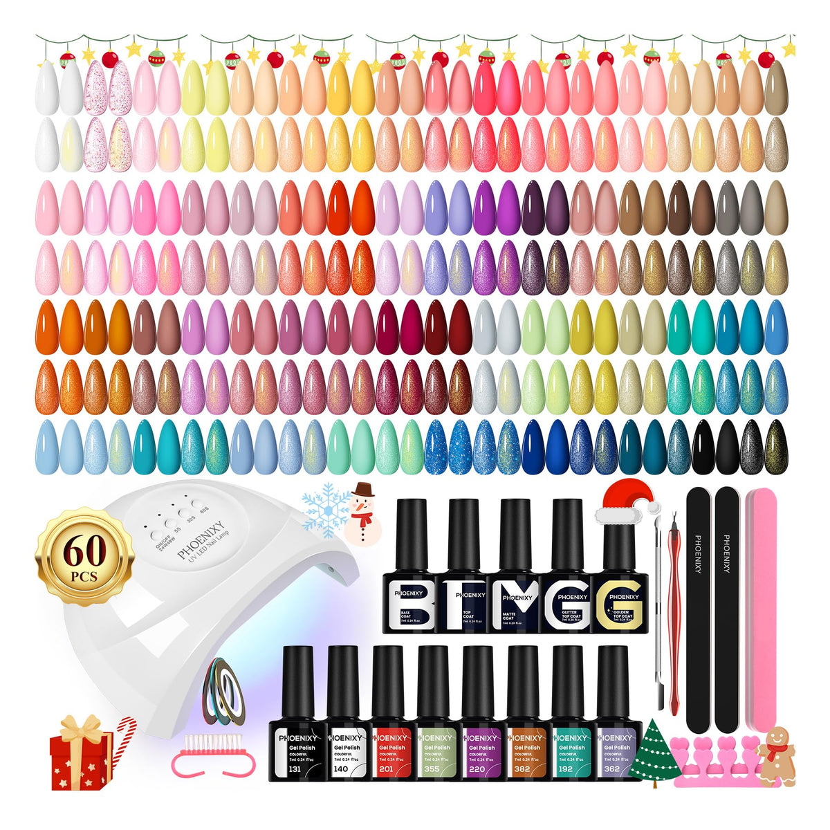 Kit Phoenixy vernis gel 71 pièces pour réaliser une manucure complète à domicile.