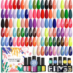 Phoenixy Vernis Gel 30 pièces – couleurs foncées pour un look mature et élégant.