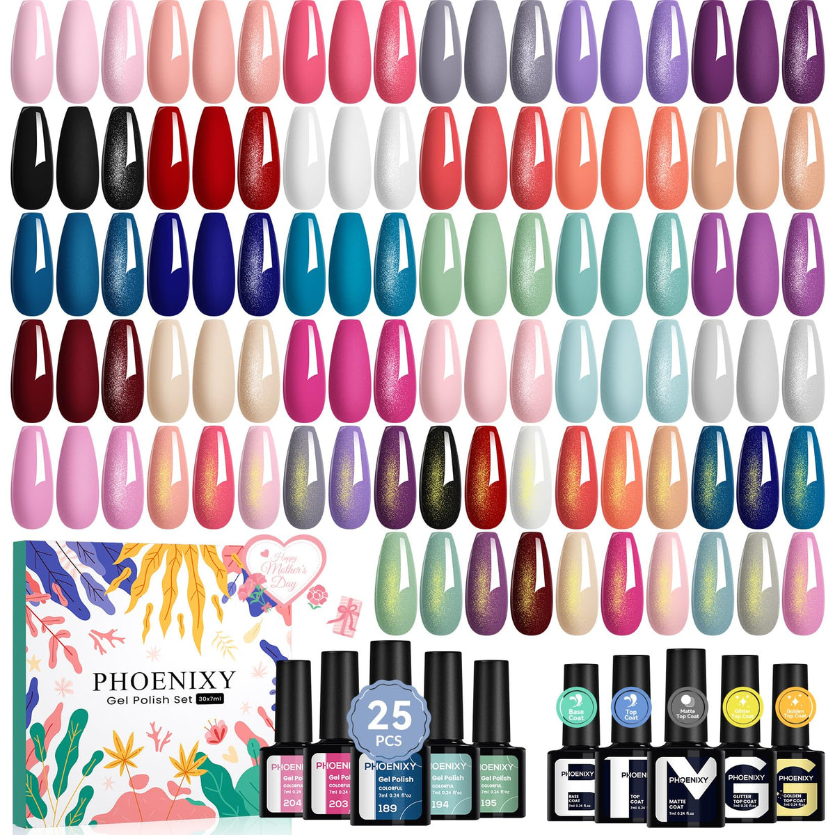 Phoenixy vernis gel palette 25 couleurs – tenue longue durée.
