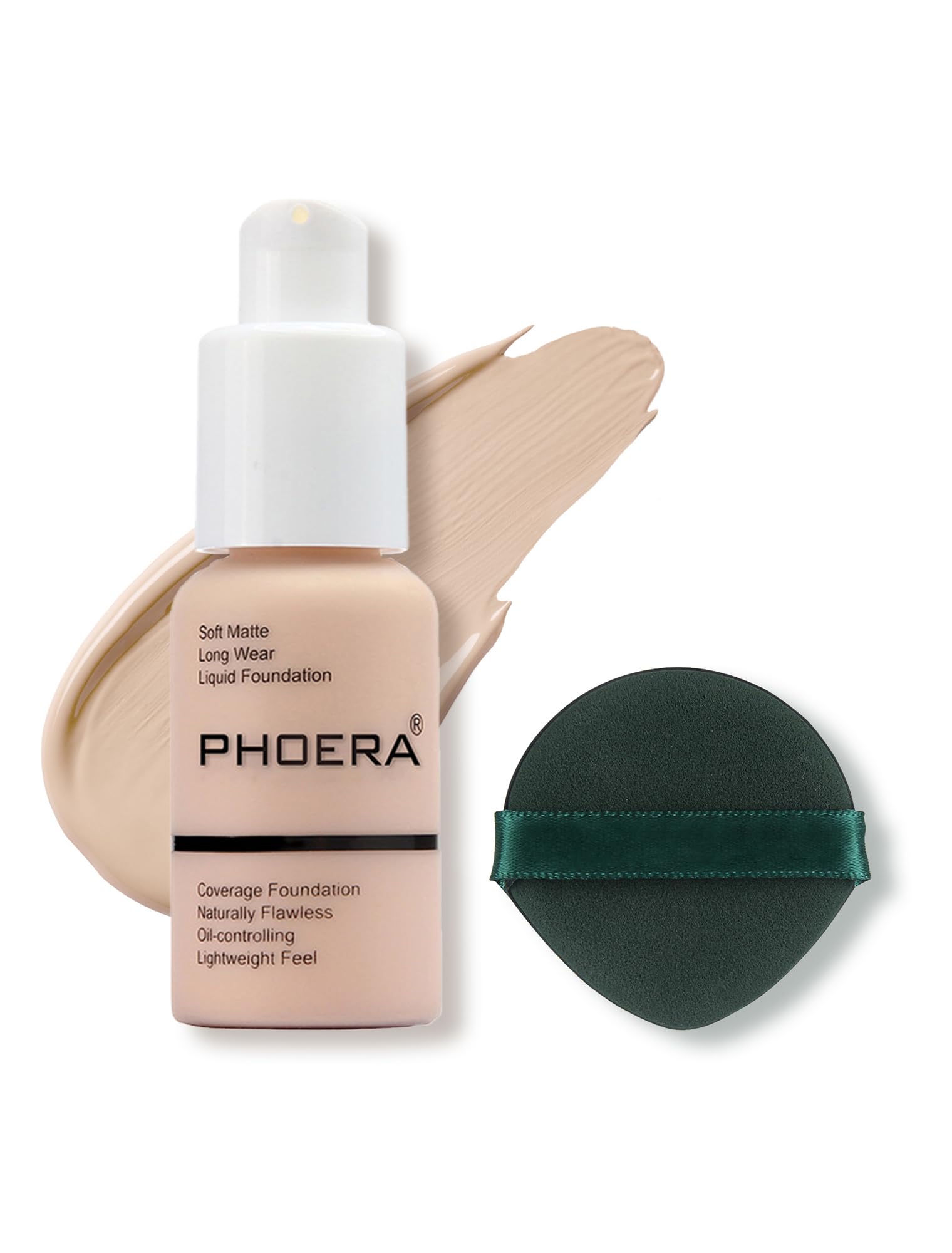 Phoera fond de teint Porcelaine 101 — flacon élégant pour une couvrance naturelle.