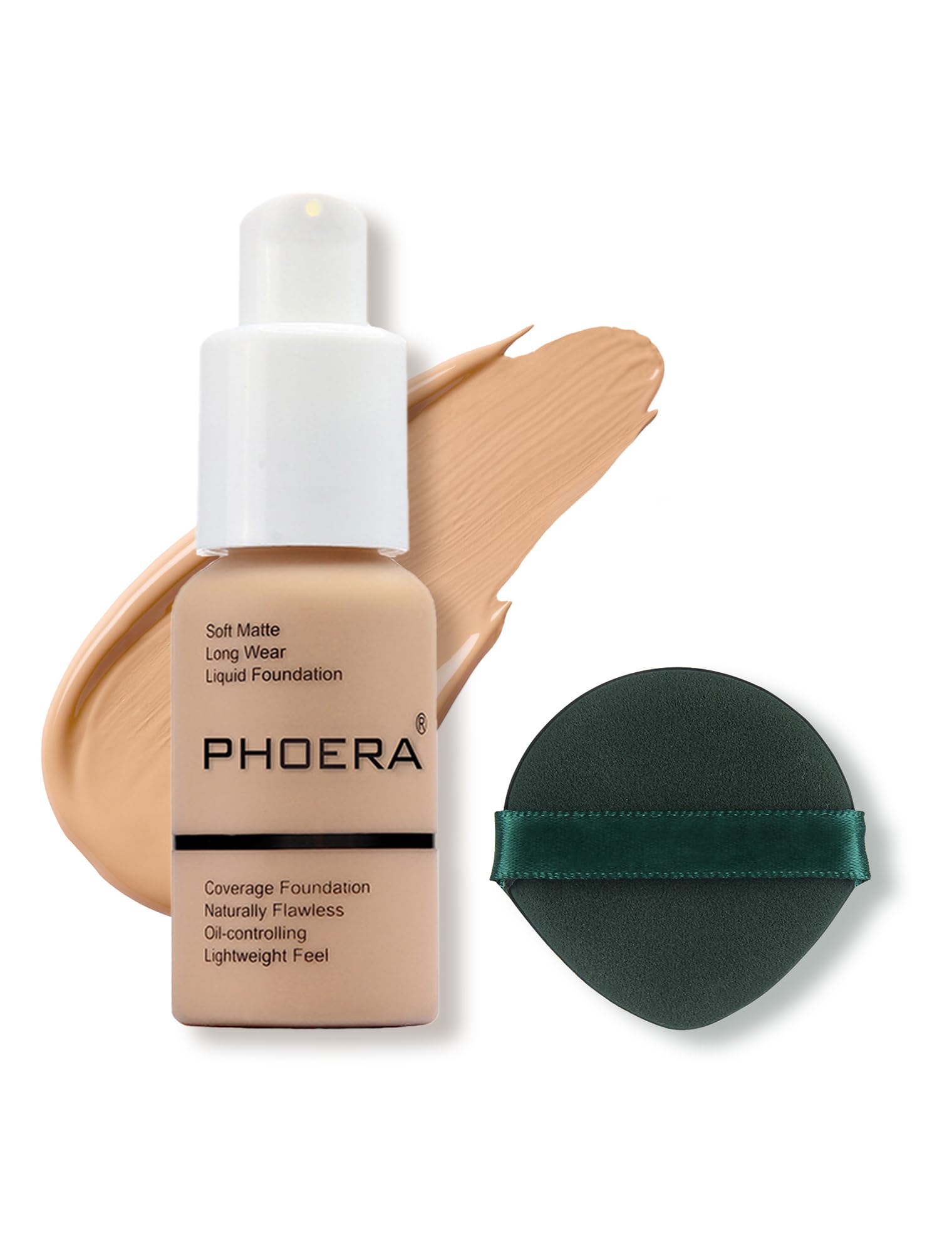 Phoera Foundation: bouteille matte 104 Buff Beige pour un teint impeccable et sans brillance.