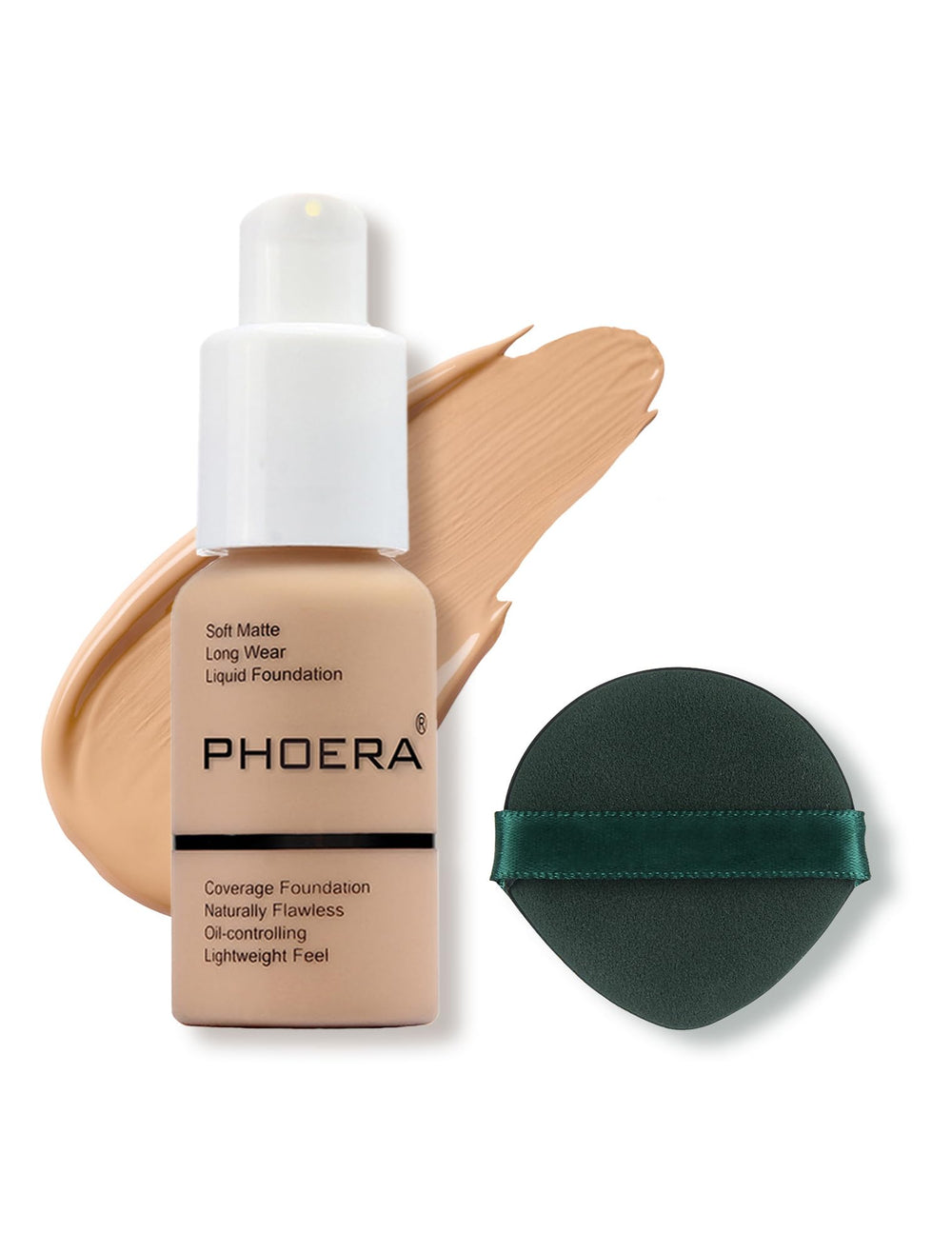 Phoera Foundation: bouteille matte 104 Buff Beige pour un teint impeccable et sans brillance.