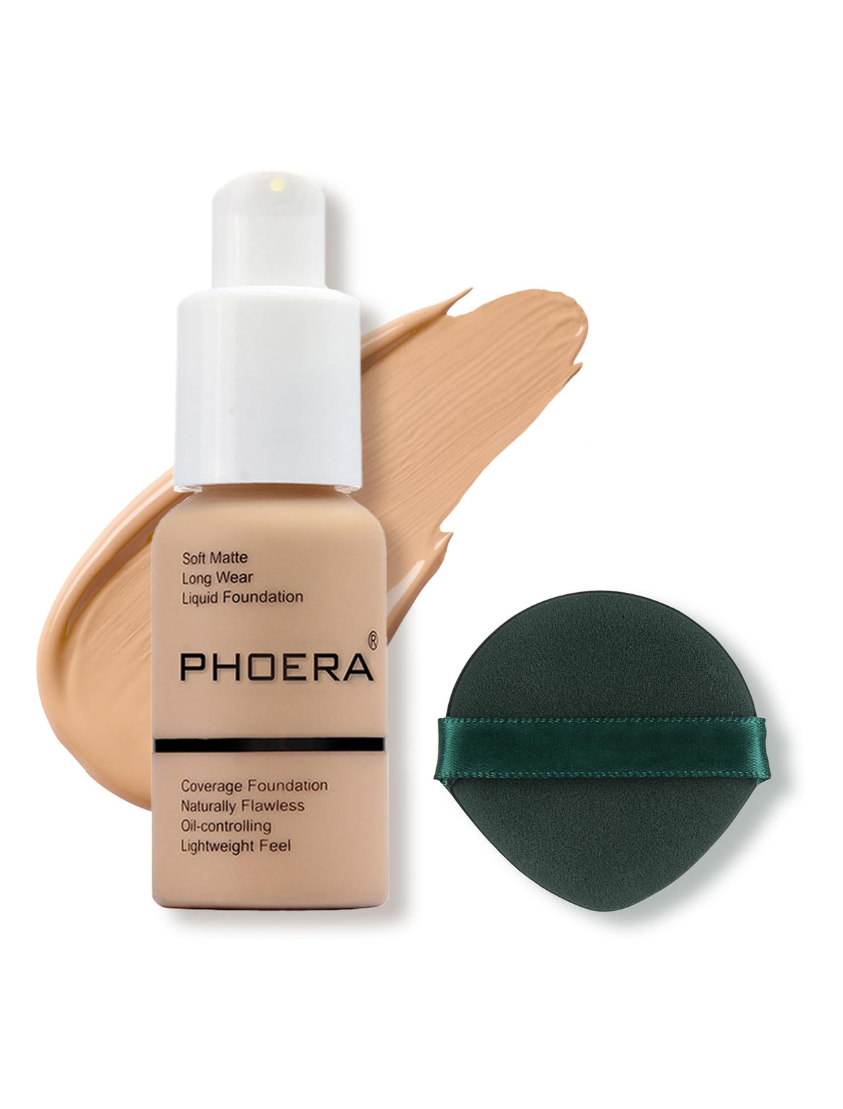 Phoera Foundation: bouteille matte 104 Buff Beige pour un teint impeccable et sans brillance.