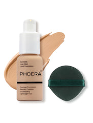 Phoera Foundation: bouteille matte 104 Buff Beige pour un teint impeccable et sans brillance.