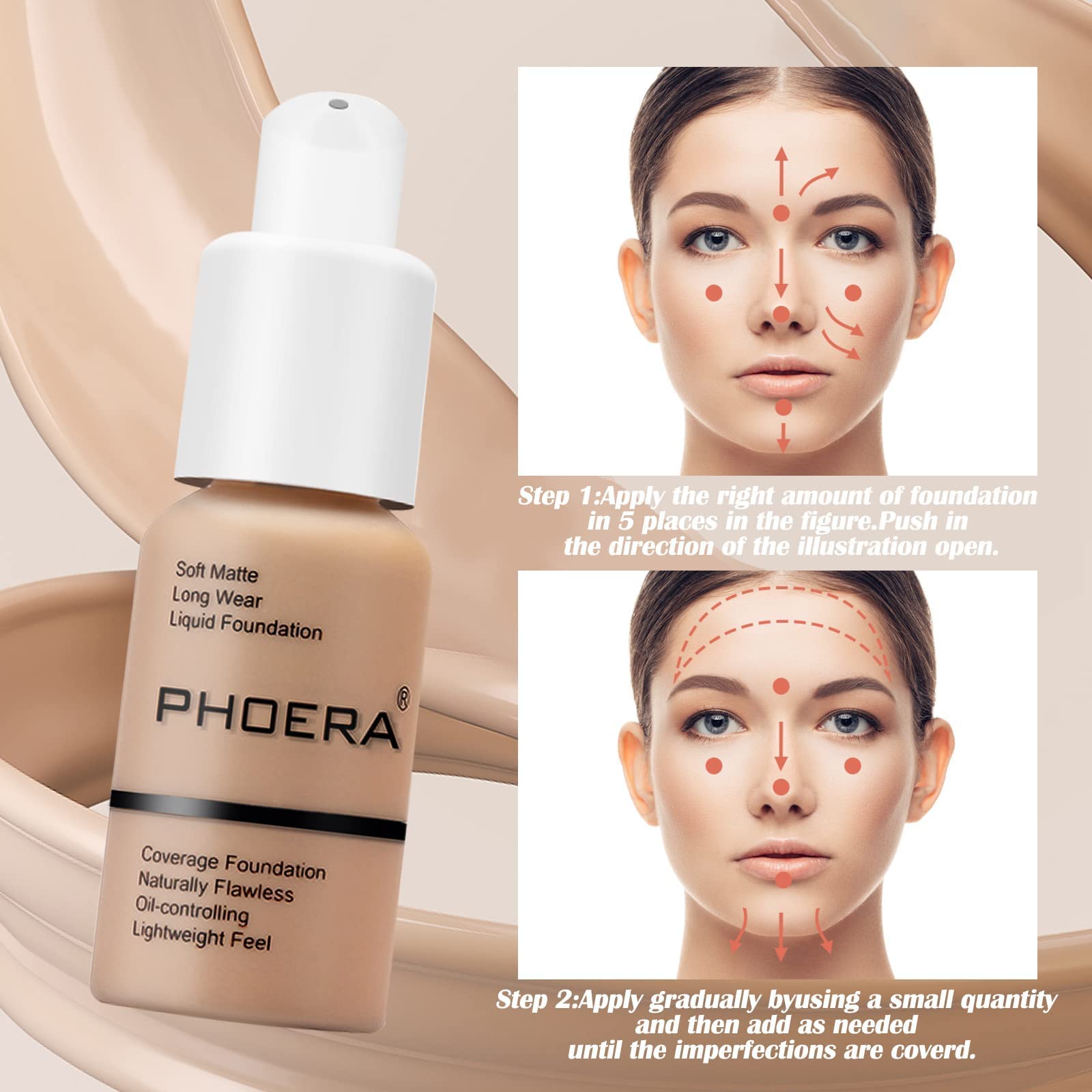 Phoera Foundation: finition peau naturelle avec tenue légère et durable.