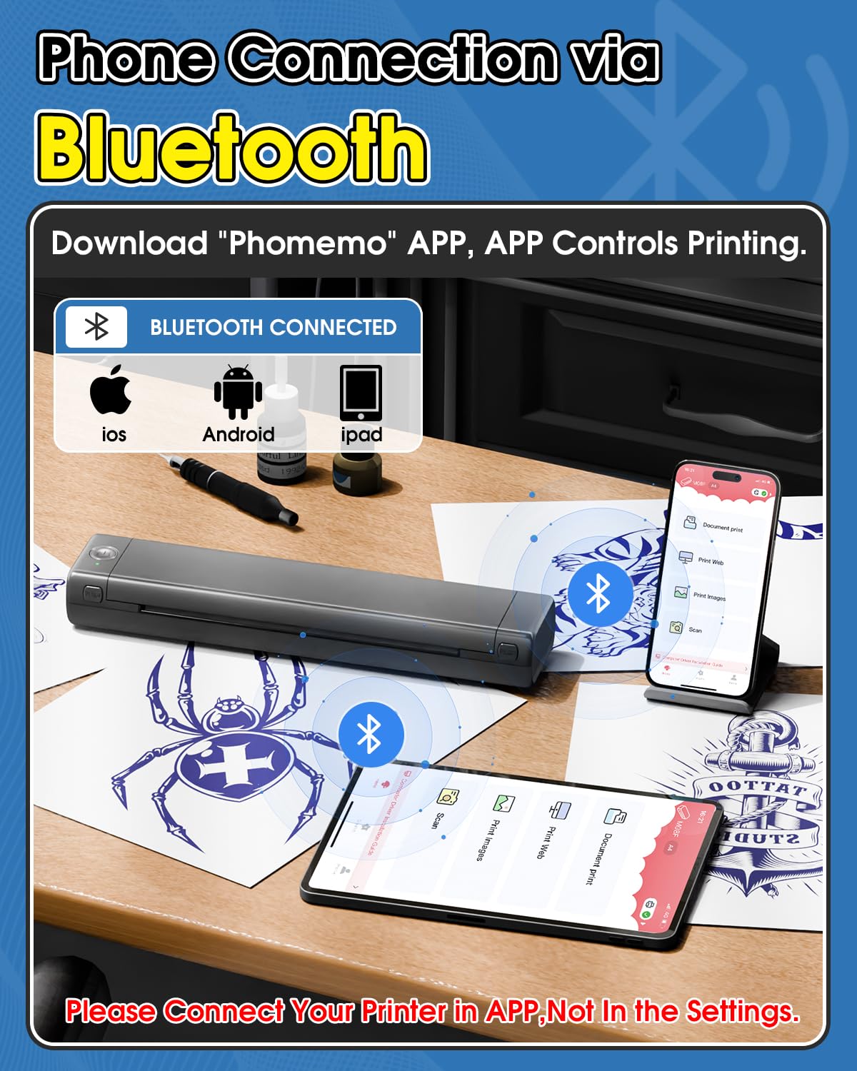 Phomemo application impression en un clic facilitant les motifs