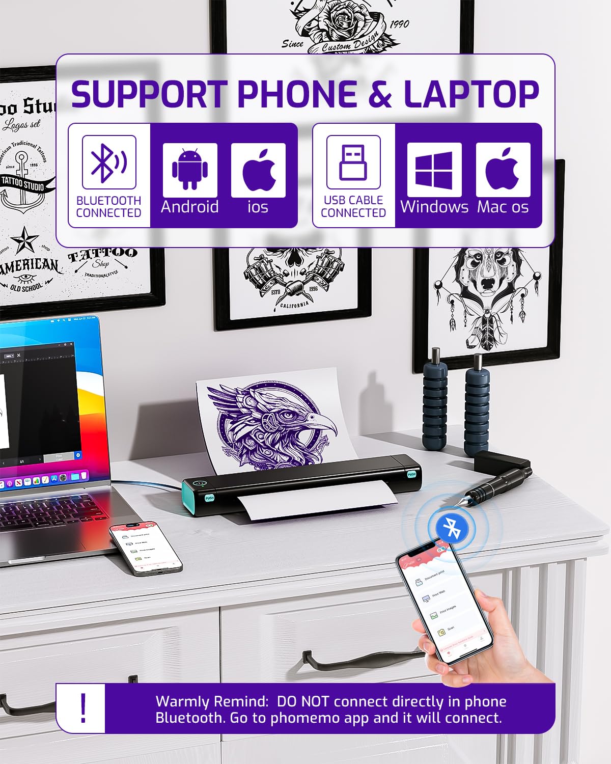 Phomemo M08F : connexion sans fil et application conviviale