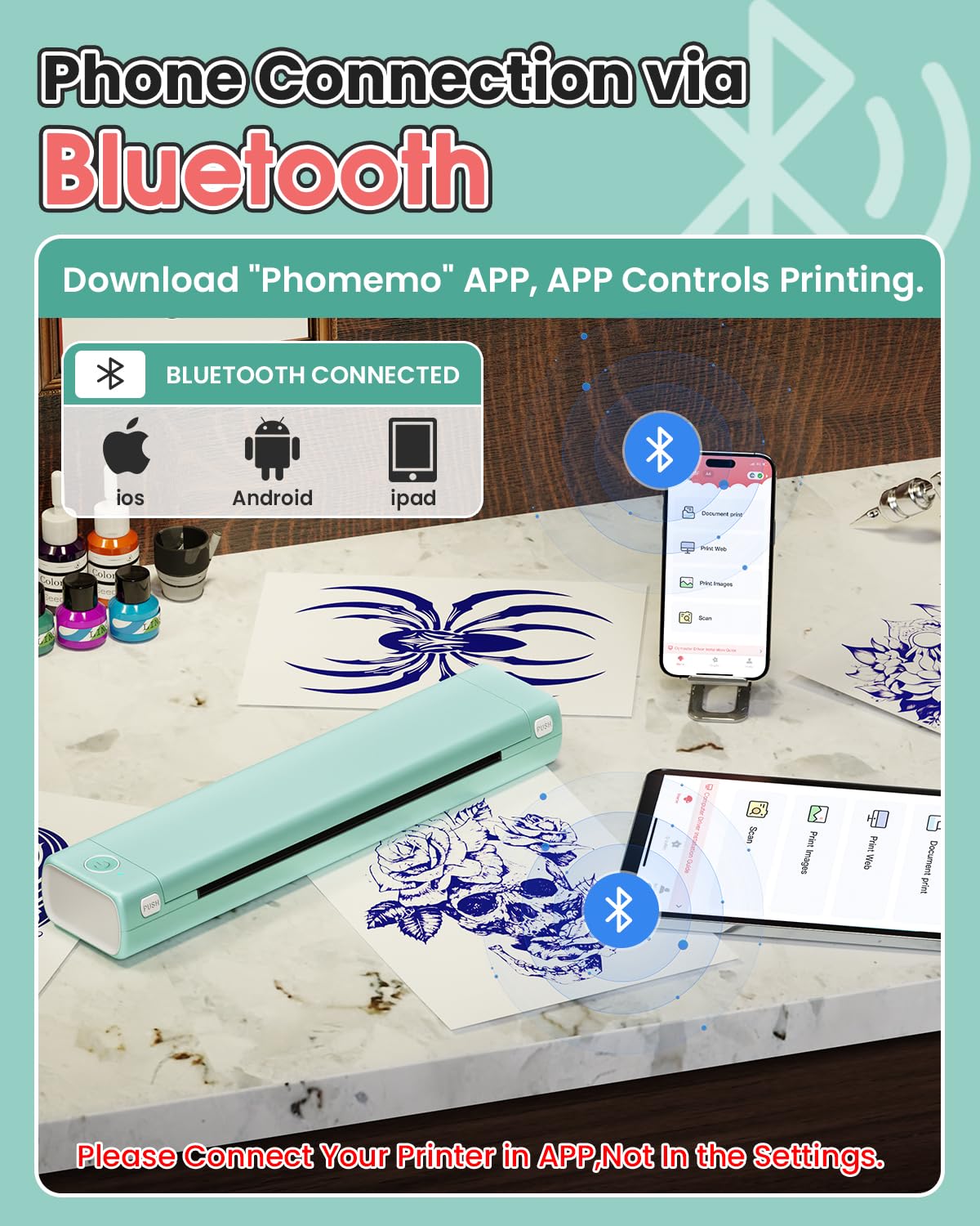 Phomemo M08F impression thermique haute définition pour motifs nets.