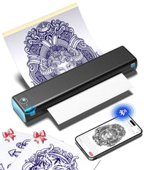 Phomemo M08F imprimante stencil noire et bleue, portable et précise.