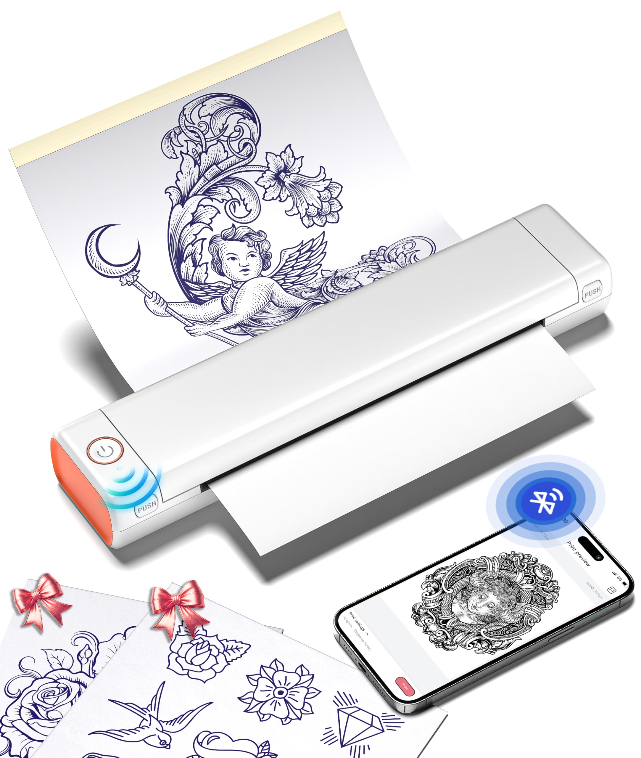 Phomemo M08F imprimante stencil tatouage, impression précise et sans fil.