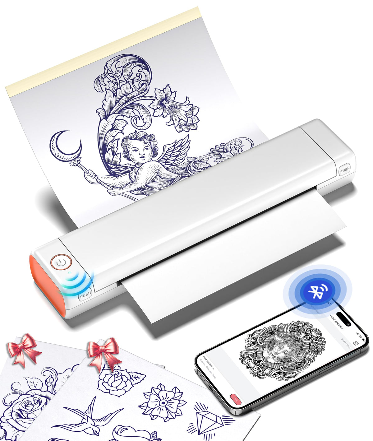 Phomemo M08F imprimante stencil tatouage, impression précise et sans fil.