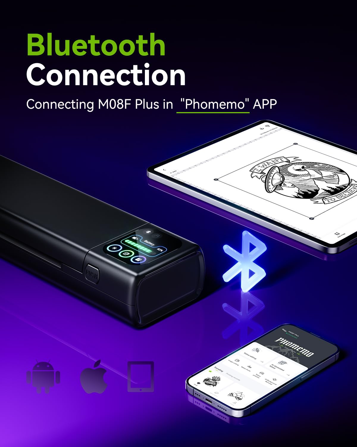 App Phomemo fournit outils d'edition et aperçu avant transfert.