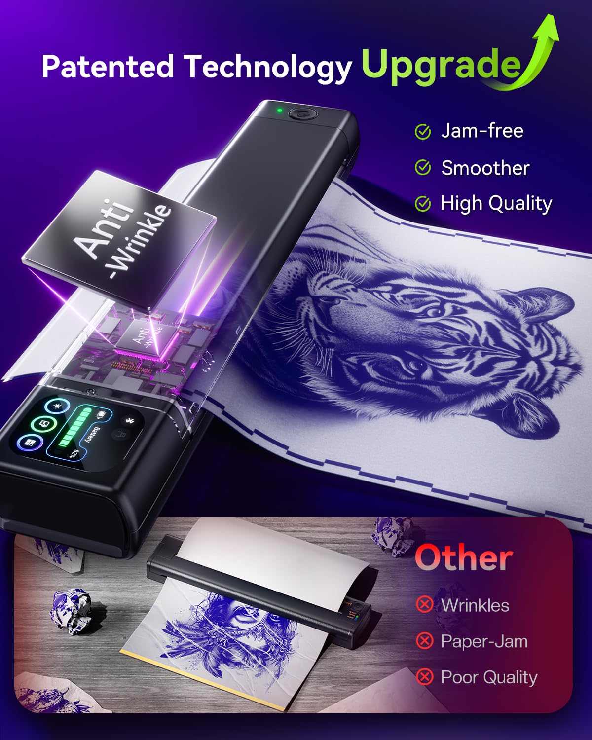 Batterie grande capacite permet d'imprimer jusqu a 140 pages par charge.