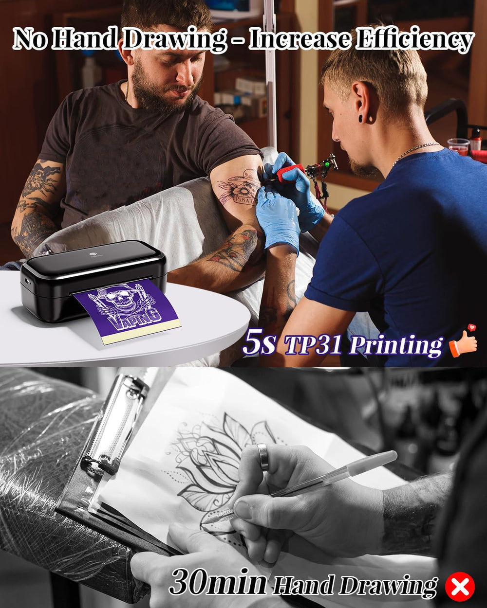 TP31 le compagnon portable pour des designs tatouages lors d’un événement.