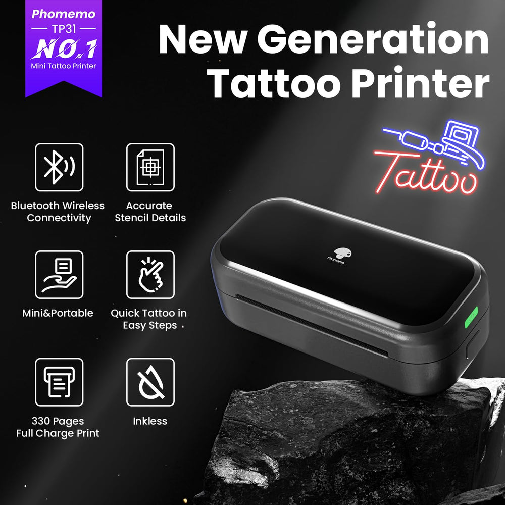 Phomemo TP31 avec 30 feuilles de transfert inclus, prêt à démarrer.