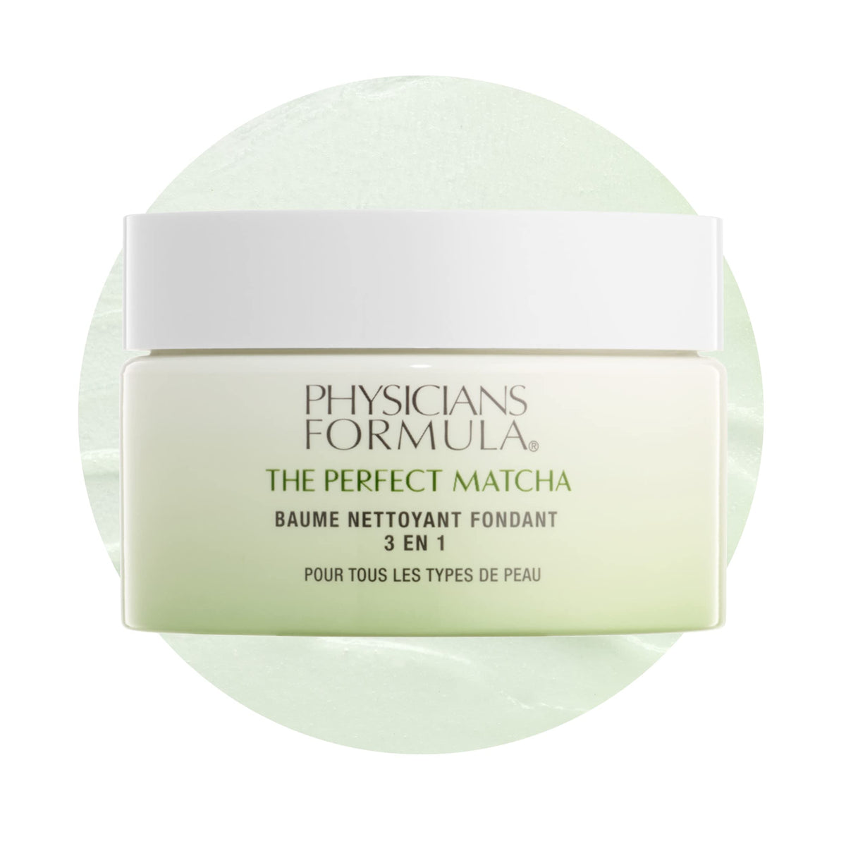 Baume démaquillant Matcha Physicians Formula en flacon, démaquille et purifie en douceur.
