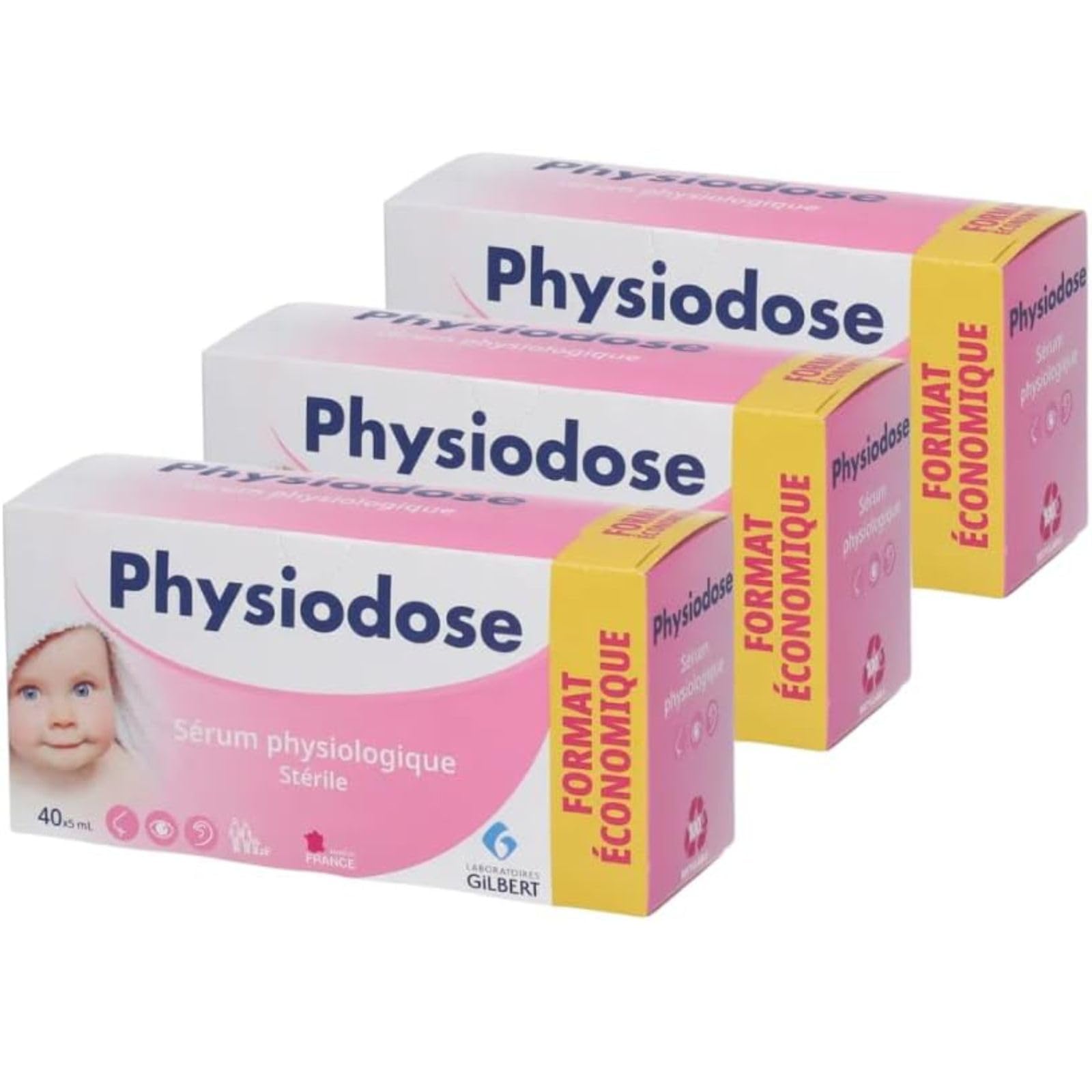 Physiodose Sérum physiologique — flacon dose unique pour yeux et nez, utilisation douce et pratique.