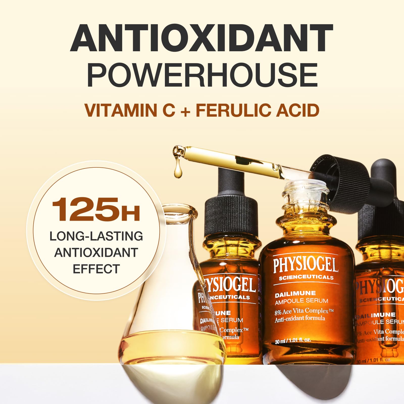 Éclat naturel après l'utilisation du sérum Physiogel Vitamin C.