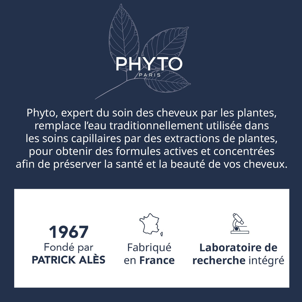 PHYTO Volume, sans silicone, formule respectueuse des fibres.