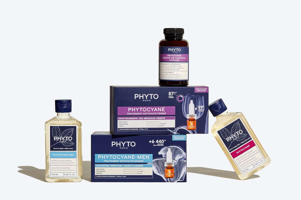 PHYTOCYANE infographie montrant les trois causes de l’amincissement des cheveux.