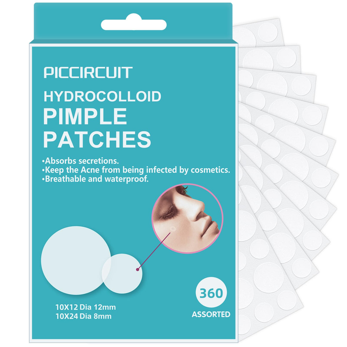 Patch PICcircuit pour acné du visage, discret et invisible sous le maquillage.