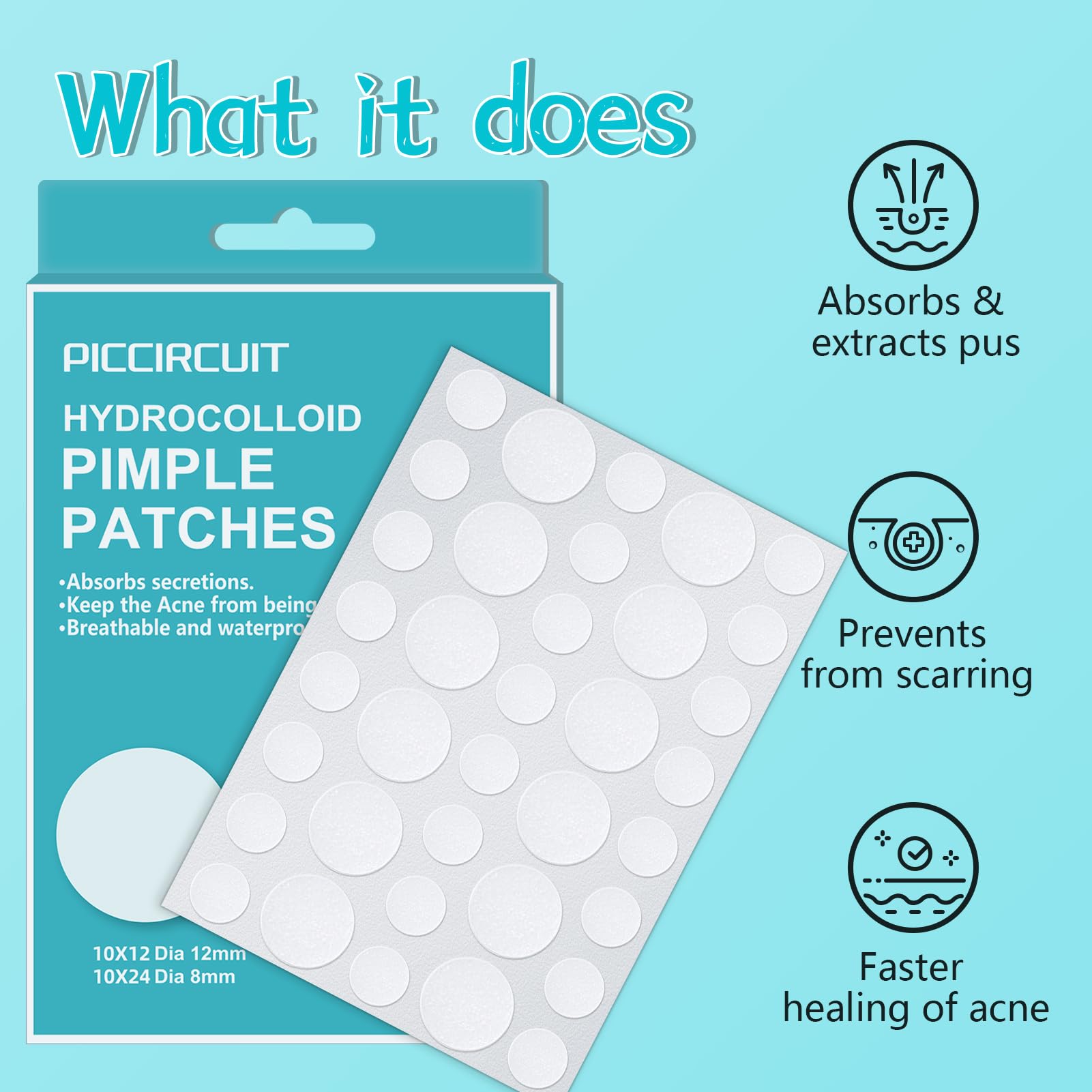Patch PICcircuit bouton visage 8 mm, ciblage précis et discret.