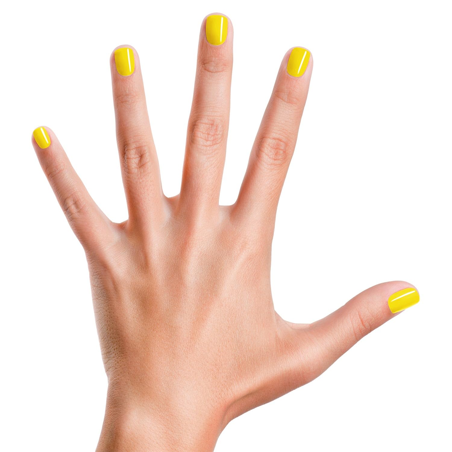 Échantillon sur ongles montrant la teinte jaune soleil Piggy Paint Bae-Bee Bliss.