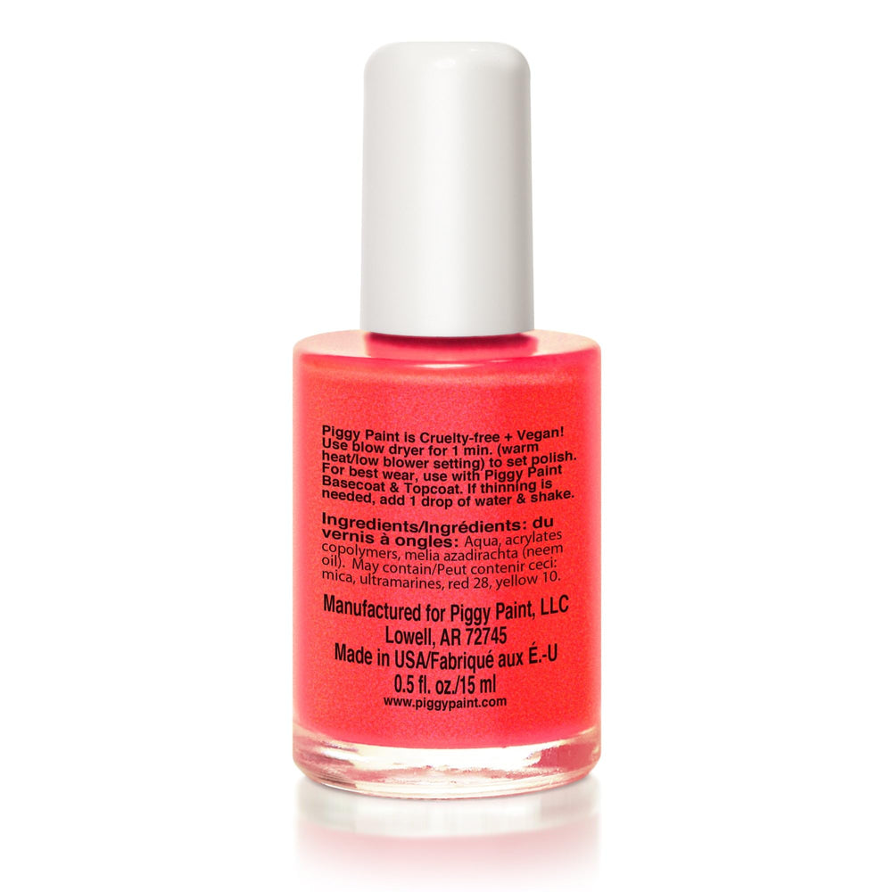 Piggy Paint Drama vernis néon orange brillant, brosse facile pour une application fluide.