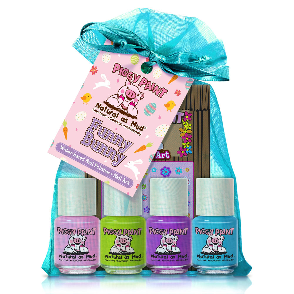 Piggy Paint Funny Bunny gift set shown with colorful bottles for a playful Easter manicure.