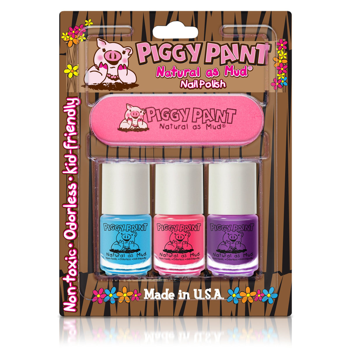 Kit Piggy Paint avec Vernis Sea-quin et lime pour des ongles sûrs et amusants.