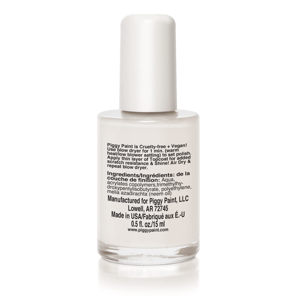 Piggy Paint Shine Topcoat avec pinceau intégré pour une application fluide.