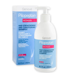 Pilopeptan Woman: bouteille de shampooing fortifiant pour cheveux volumineux.