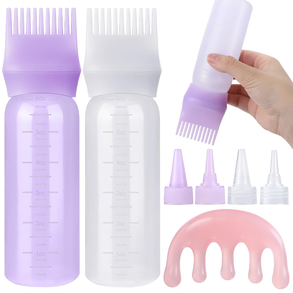 Pimoys bouteille-applicateur-cheveux violet pour une application précise et propre.