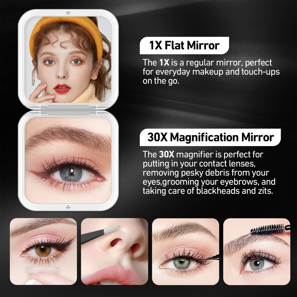 Miroir HD 1x/30x PIMPLEGO pour maquillage net et précis.