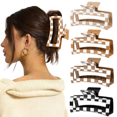 Pinces-cheveux Carreaux extralarge offrant un maintien puissant pour cheveux épais et longs.