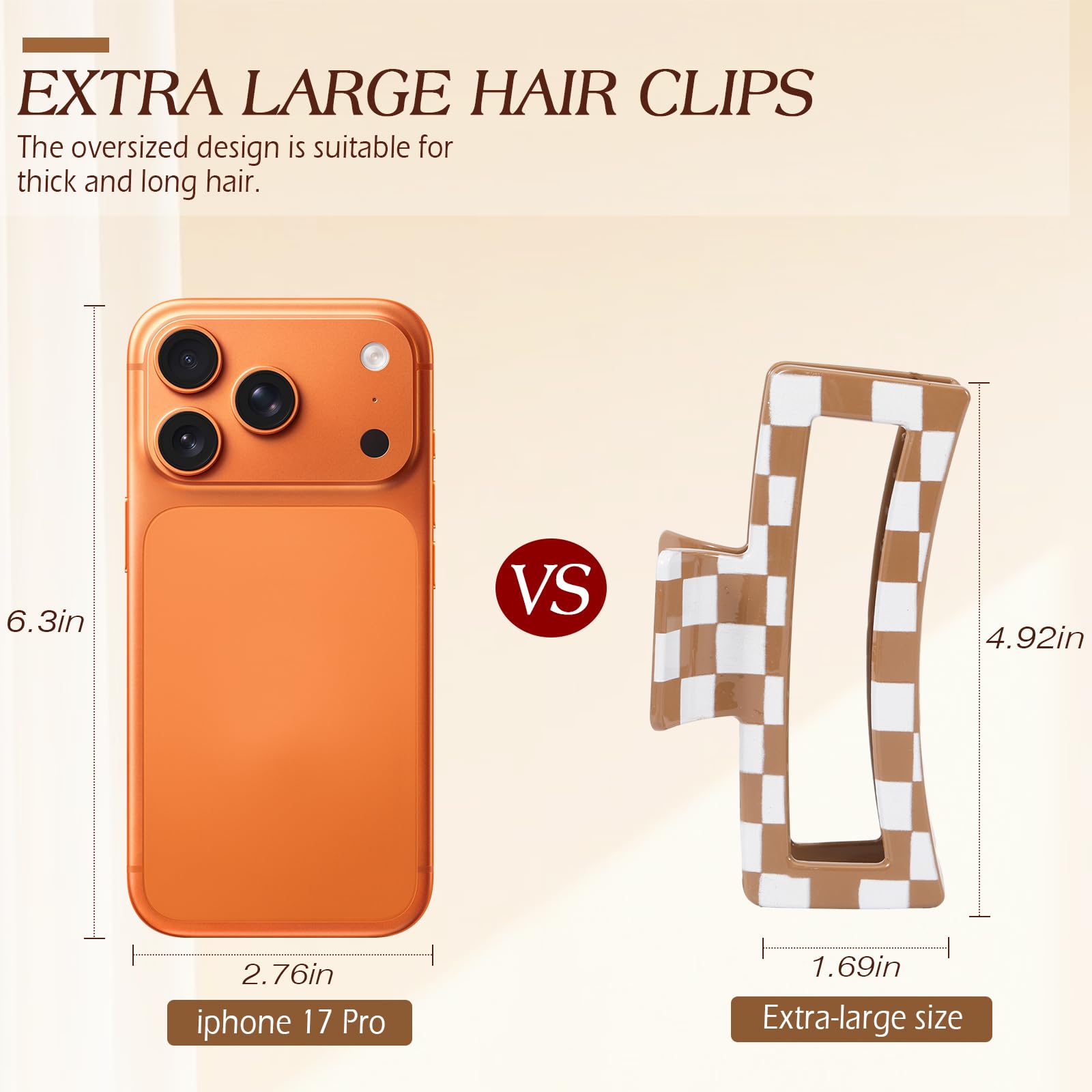 Pinces-cheveux Carreaux en matériau acrylique durable, légères et résistantes.