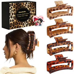 Pinces-griffes extra-large en écaille tortue pour cheveux épais et longs